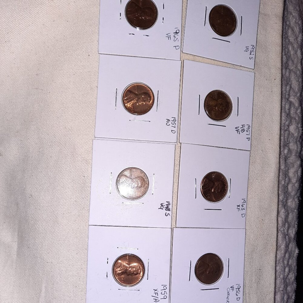 2 error pennies with mixed lot of flips